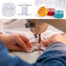 25Pcs Clear Plastic Sewing Machine Bobbins Class 15, Sewing Bobbins Compatible With Brother Singer Janome Kenmore Machines Style SA156 Transparent Bobbins Spools Embroidery Bobbins Sewing Accessories - 25Pcs - View 6