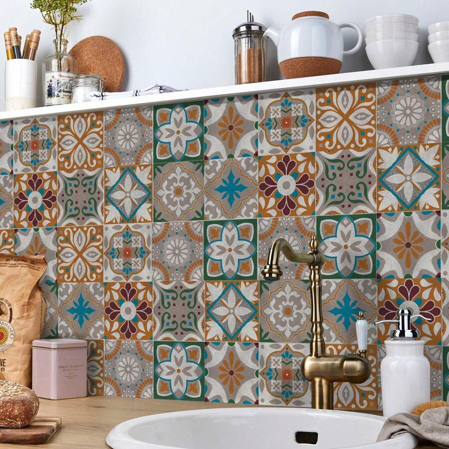 Alwayspon 24Pcs Self-Adhesive Vinyl Wallpaper Tile Transfer Sticker, Peel And Stick Waterproof PVC Backsplash Sticker Wall Tile Decals Contact Paper For Kithen Bathroom Home Decor DIY - HZ-096 - View 1