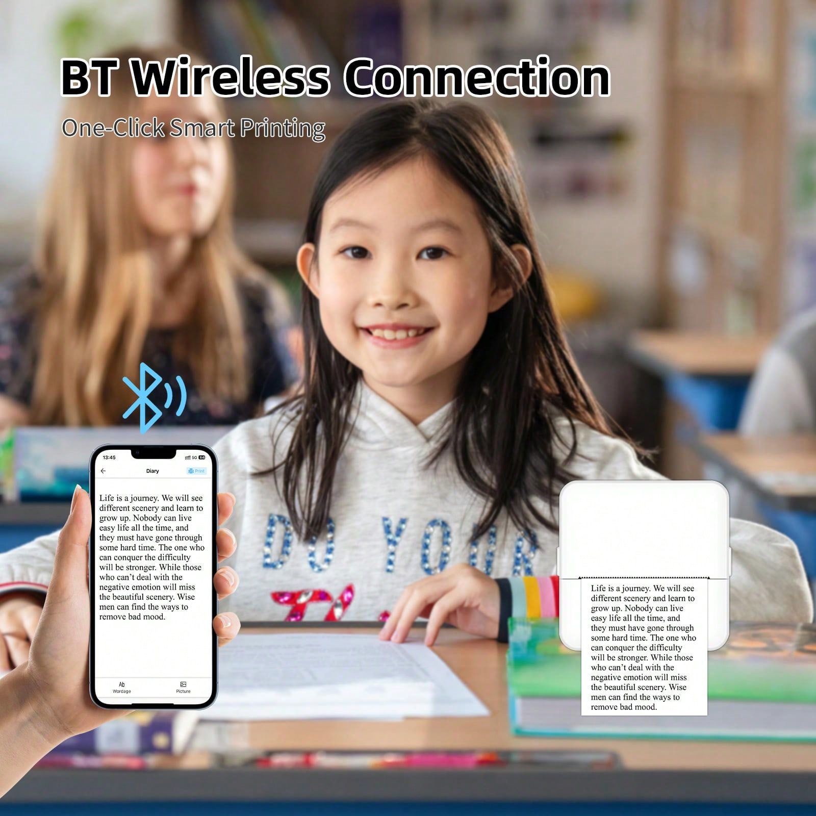 Wireless Connection Sticker Printer With 200dpi Resolution, Thermal