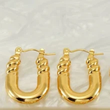 1pair Cross-Border European And American Vintage Personalized Stainless Steel Gold Earrings With Superior Sense - Yellow Gold - View 4