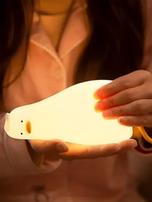 1 件 Led 可愛躺鴨矽膠小夜燈,手機支架躺鴨夜燈 3 級亮度適合室內外露營野餐辦公室桌面裝飾燈,送給朋友和家人的禮物 - 白色 - 查看 8