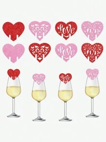 16入組情人節派對裝飾飲料杯插入卡片 - 彩色 - 查看 1