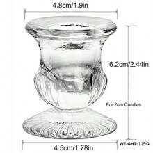 1pc Small Size Glass Taper Candle Holders For Pillar Candle Tea Light Candle Jar Transparent Crystal Candlestick Holder For Home Deco - Clear - View 2
