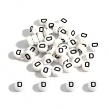 100入組a-z字母珠子4x7mm亞克力圓珠,適用於珠寶製作、diy手鏈、項鍊、鑰匙扣、手工藝供應品 - 黑白色 扁圓形 - 查看 17