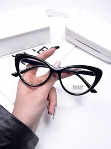 1pc Women's Personalized Cat Eye Non-Prescription Glasses, Pc Material - Clear - View 5