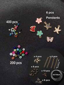 1 套 Diy 多色塑膠珠配件女式手工串珠項鍊吊墜珠寶標記套件發現組件 - 公尺珠 - 查看 12