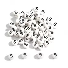 100入組a-z字母珠子4x7mm亞克力圓珠,適用於珠寶製作、diy手鏈、項鍊、鑰匙扣、手工藝供應品 - 黑白色 扁圓形 - 查看 7