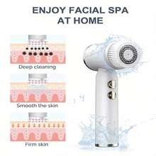 SFCB023 Facial Cleansing Brush, Electric Face Brush Scrubber Rechargeable Exfoliator IPX6 Waterproof Rotating Cleanser For Exfoliating, Massaging And Deep Cleansing For Women & Men With 6 Brush Heads - White - View 7