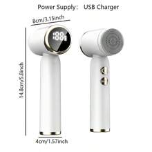SFCB023 Facial Cleansing Brush, Electric Face Brush Scrubber Rechargeable Exfoliator IPX6 Waterproof Rotating Cleanser For Exfoliating, Massaging And Deep Cleansing For Women & Men With 6 Brush Heads - White - View 10