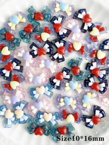 50入組/袋樹脂材質的可愛蝴蝶結設計透明閃粉翅膀美甲裝飾 - 彩色 - 查看 2