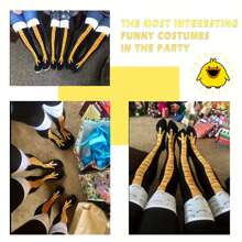 Chicken Leg Over Knee 21.65 Inches Socks, Crazy Funny Gift Party Novelty Socks In Yellow - Yellow - View 2