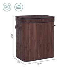 SONGMICS Laundry Hamper With Lid, Bamboo Laundry Basket, Dirty Clothes Basket, Removable Machine Washable Laundry Basket, With Handles, 26.4-Gallons, For Laundry Room, Bedroom, Bathroom, 21.5''D X 13.6''W X 24''H - 棕色 - 查看 6