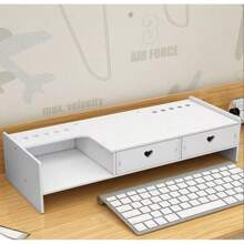 Soporte Monitor Organizador De Escritorio Con Cajones - Blanco - Ver 6