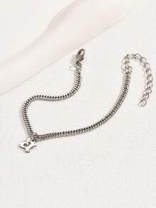 1件簡約舒適的不銹鋼小寫26個字母手鍊,適用於女性日常生活 - 銀色 - 查看 4