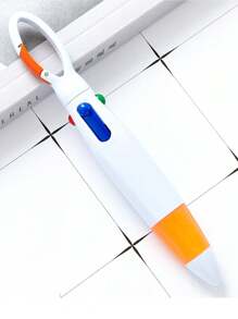 5pcs/Set Random Color Carabiner Four-Color Plastic Ballpoint Pen, Portable Pocket Pen - Multicolor - View 7