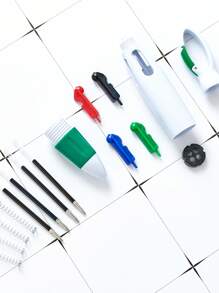 5pcs/Set Random Color Carabiner Four-Color Plastic Ballpoint Pen, Portable Pocket Pen - Multicolor - View 4