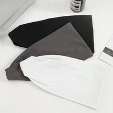 3pcs Dark Grey/Black/Grey Double-Sided Velvet Nylon Sport Headband, Elastic Yoga Sweatband - Multicolor - View 4