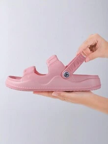 时尚女士 Eva 防滑软底凉鞋，适合户外和室内，厚底凉鞋，适合海滩、夏季 - 粉色 - 查看 4