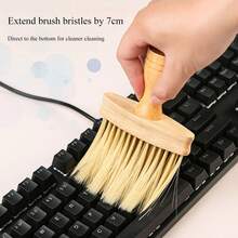 1 件縫隙灰塵清潔刷,木柄,用於汽車內裝清潔 - 米色 - 查看 8