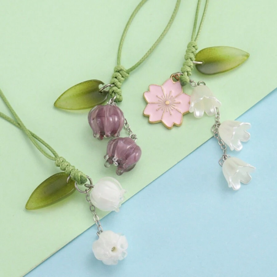 Dây đeo cổ điện thoại di động chống mất họa tiết hoa anh đào dành tặng mẹ, gia đình, bạn bè, sinh nhật, ngày lễ, mặt dây chuyền điện thoại