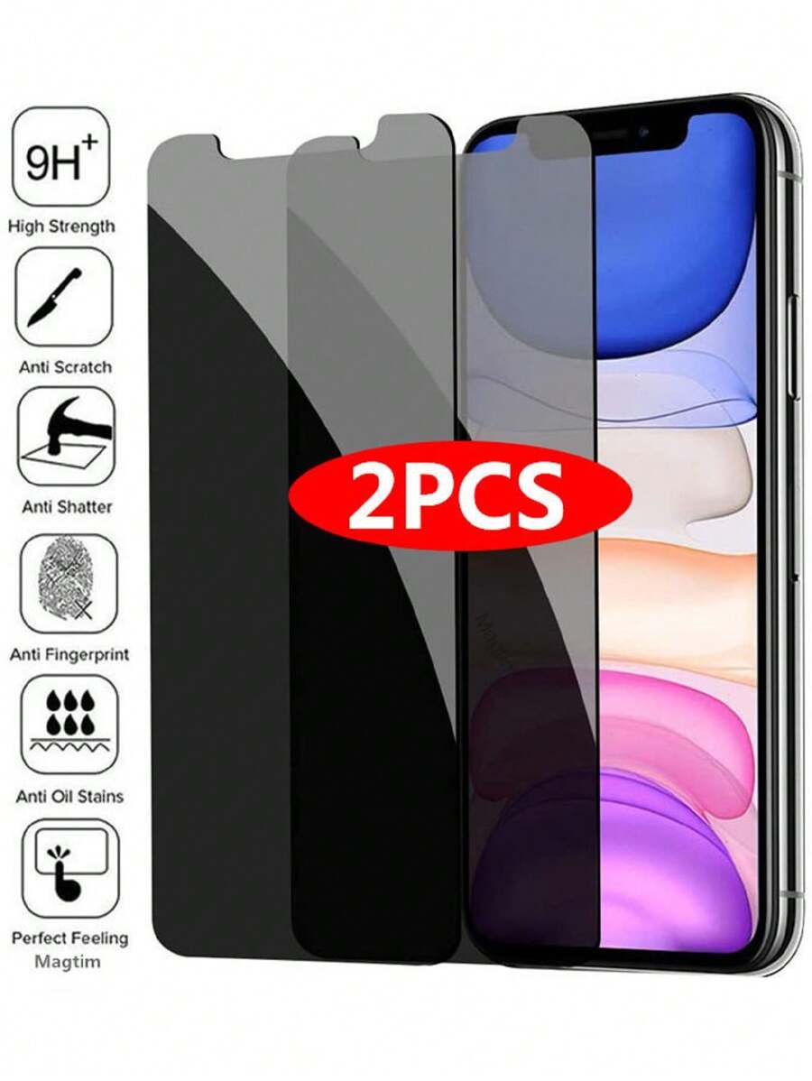 2-częściowa folia ochronna na ekran z ochroną prywatności kompatybilna z 'em 16 15 14 13 11 12 Pro Max Mini 7 8 Plus szkło ochronne anty-szpiegowskie kompatybilne z 'em 16 15 X XR XS MAX Wodoodporne szkło hartowane odporne na wstrząsy odporne na upadki odporne na zarysowania anty-odciski palców pełna osłona - Przezroczysty - Zobacz 1