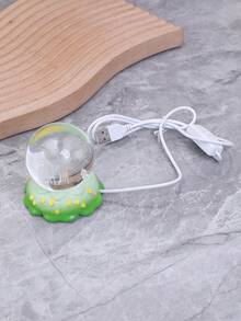 1pc Cat & Rose & Crystal Ball With Led Base Table Night Light Decoration, Starry Sky Glass Ball Ornament Gift For Girlfriend - Green - View 5