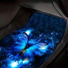4pcs/Set Butterfly Printed Car Floor Mats, Car Front & Rear Seats Floor Mats, Car Interior Accessories, For Most Cars, Sedans, SUVs, Van - Blue - View 6