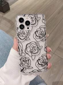 新款半透明網眼蕾絲繪製手機殼，適用於 iPhone 12/14、iPhone 15 Pro Max，防摔 XS/S，創意 XR 手機殼，防摔 P11，柔軟 P13 結構，全面覆蓋加厚手機保護套 78/Ges2 - 彩色 - 查看 1