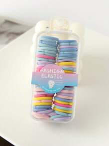 60 件迷你彩色弹性环形发带，适合日常使用和任何场合休闲马尾辫发绳 - 彩色 - 查看 19