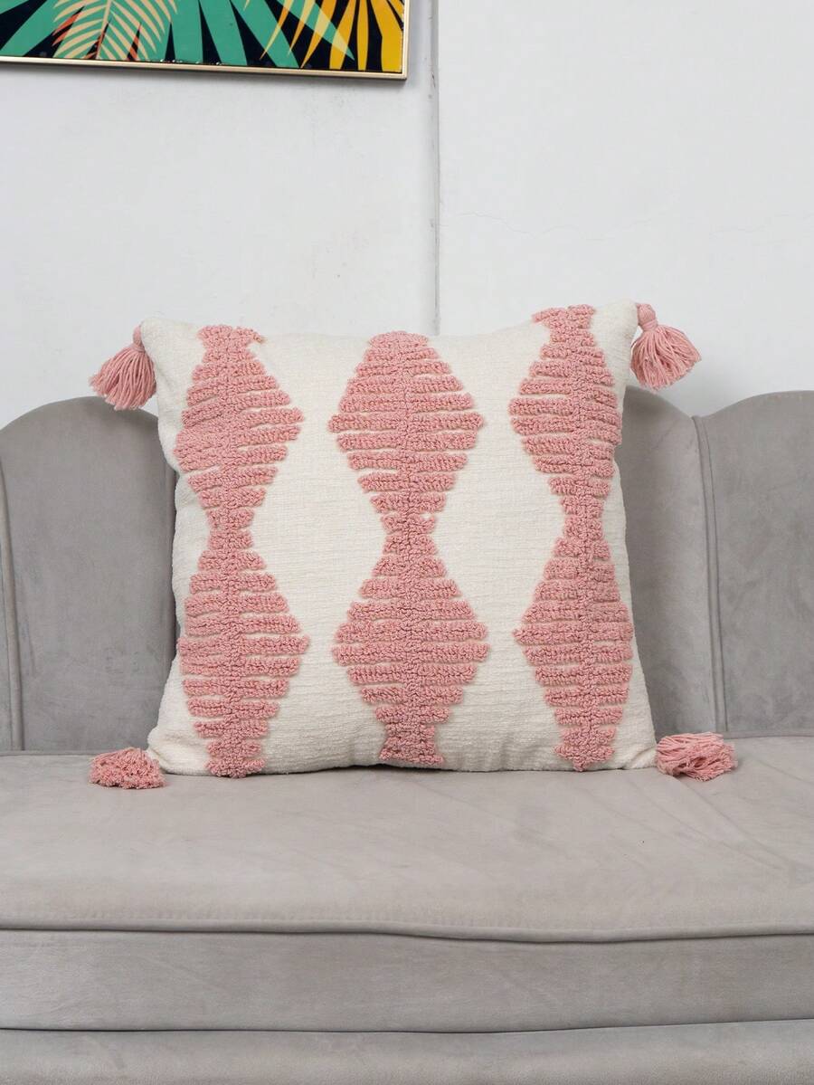 1pc Plush Pillowcase For Couch/Bedroom Decoration Lumbar Pillow - Multicolor - View 1