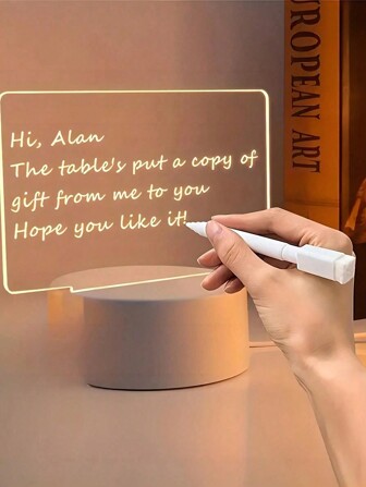1 Pieza Tablero De Escritura Acrílico Luminoso Borrable Led Luz De Noche 3d, Alimentado Por Usb, Adecuado Para Memo, Tablero De Mensajes, Regalo, Luz De Decoración De Escritorio