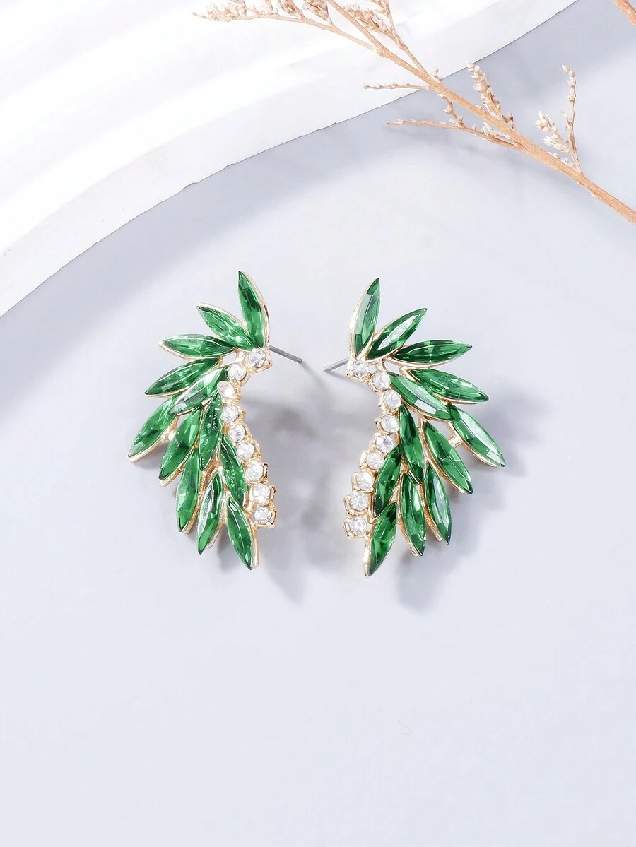 juran 1 对女士迷人水钻耳环，约会、度假、日常休闲穿着、母亲节珠宝礼物 - 綠色 - 查看 1