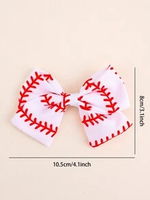 2pcs/Pack Football/ Baseball Printed Bow Clip Hair Accessories For Kids - Multicolor - View 6