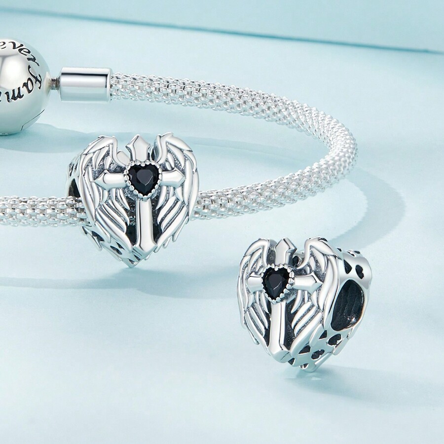 WOSTU 1pc 925 Sterling Silver Vintage Fun Pendant Beads Series Cross