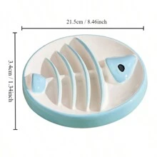 寵物防噎慢吃瓷器碗,大口徑,防傾倒,適用於貓狗食用 - 藍色 - 查看 2