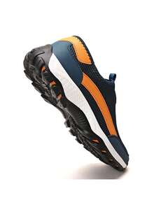 1對男士皮革防水輕便鞋底平跟運動鞋，採用鞋帶設計，透氣柔軟，適合攀登、狩獵、戶外徒步旅行或跑步等運動。 - 藍色 - 查看 5