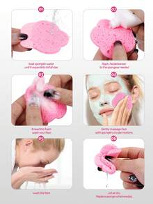 MAANGE 60pcs Hình bông hoa Nén Mặt Rửa Bột Puff Với Trong suốt Hộp trữ , Mềm mại Và Thân thiện với da Khuôn mặt , Dụng cụ Trang điểm Dễ Mang Cho du lịch - Hồng - Xem 6