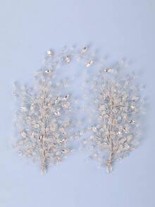 1 件女士銀色優雅浪漫水晶頭帶,手工編織奢華水鑽頭頭飾,適合婚禮、生日、派對 - 銀色 - 查看 2