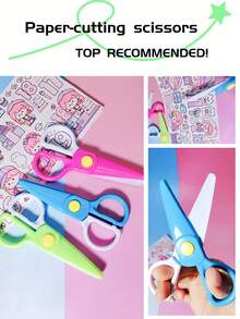 1 件创意彩色塑料小剪刀，适合学生、儿童艺术和 DIY 项目，易于使用 - 彩色 - 查看 3