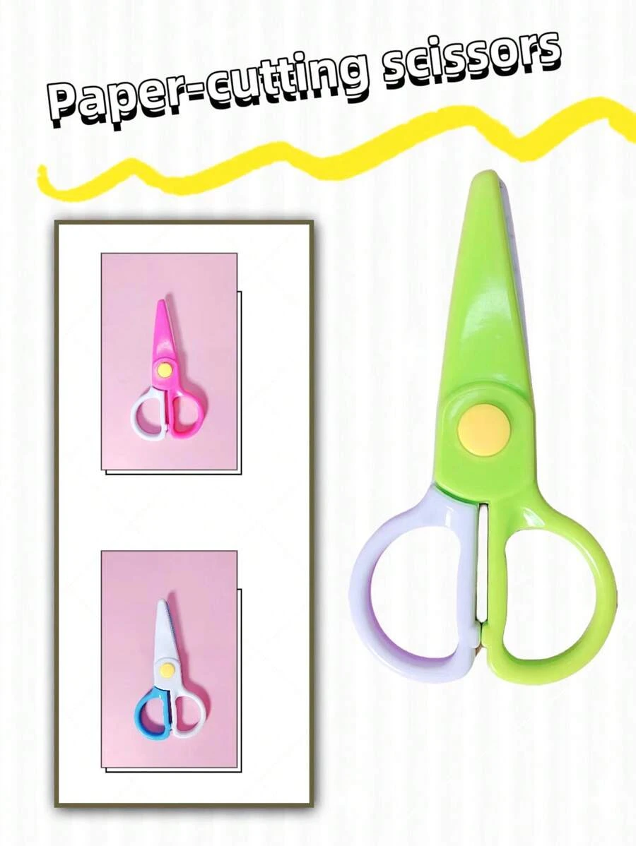 1 件创意彩色塑料小剪刀，适合学生、儿童艺术和 DIY 项目，易于使用 - 彩色 - 查看 1