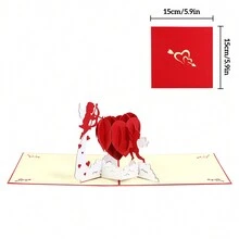 1pc Valentine's Day Diorama Card, Creative Cupid Heart Shaped 3d Card, Love Greeting Card For Couples - Multicolor - View 3
