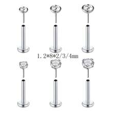 CIZME Juego De 6 Piezas De Anillos Para La Nariz Sin Rosca De 20g 18g 16g, Espárragos Hipoalergénicos Con Espalda Plana Para Perforación De Nariz Y Oreja De Cartílago Con Diamantes De 2mm, 3mm Y 4mm Para Hombres Y Mujeres Con Longitudes De 6 Mm, 7mm, 8mm