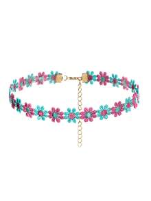 1pc Chic And Sweet Sunflower Woven Necklace Colorful Floral Choker For Women, Gift And Accessory - Yellow - View 5