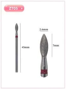 5入組鑽石指甲鑽頭,轉動電動鑽頭,修腳修甲文件,去角質工具,附件球/光頭/大圓桶/雨傘/火焰 - 灰色 - 查看 2