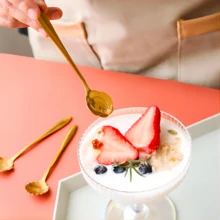 8pcs/Set Stainless Steel Flower Spoon Set, Including Coffee Spoon And Ice Cream Spoon, Cute Tableware Set - Gold - View 3