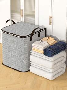 1PC Herringbone Pattern Multifunctional, Zippered Large Capacity And Strong Load-Bearing, Fitness And Travel, Can Accommodate Clothing, Daily Necessities, Tools, And Other Multifunctional, For Handheld Use For Travel, Makeup, Cosmetic, Vacation Organizer, Large Capacity Makeup Organizer Makeup Case, For Lipstick, Brush, Skincare, Mobile Phone, Coin, Small Items, For Home, Gift, Vacation And Festival Halloween Christmas Multifunctional Use,Boho Vibes - Grey - View 2