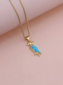 2023 New Design Luxury Plated Gold Cubic Zirconia Sparkling Butterfly Dog Eyes Moon Virgin Pendant Necklace Women Fashion  Jewelry - Blue - View 4