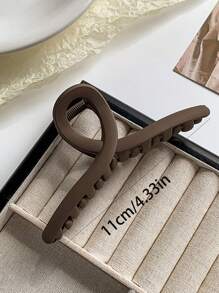 1pc Simple, Fashionable, Minimalist, Matte Finish Hair Claw Clip For Everyday Commute, Casual Outing - Brown - View 11