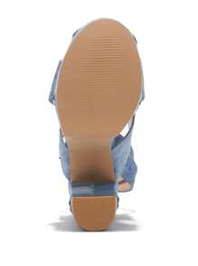 Women's  Open Toe Platform High Block Heels - Platform Square Toe Ultra High Heel For Weekend - Màu xanh lam - Xem 7