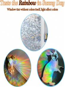 窗戶隱私膜、靜電貼彩虹膜裝飾彩色玻璃窗膜,控制室內熱量的窗戶染色膜 - 白色 - 查看 1